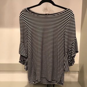 Striped ruffle sleeve top from Cremieux in size S